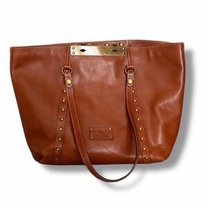 Patricia Nash Large Brown Leather Tote Studded Shoulder Bag